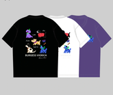 Selected 100% Cotton T - Shirt with Embroidered Glowing Dog King Pattern